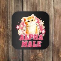 Alpha Male Cat Kitten Funny For Men Women Coaster thumb 0