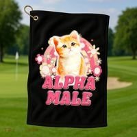Alpha Male Cat Kitten Funny For Men Women Golf Towel thumb 1
