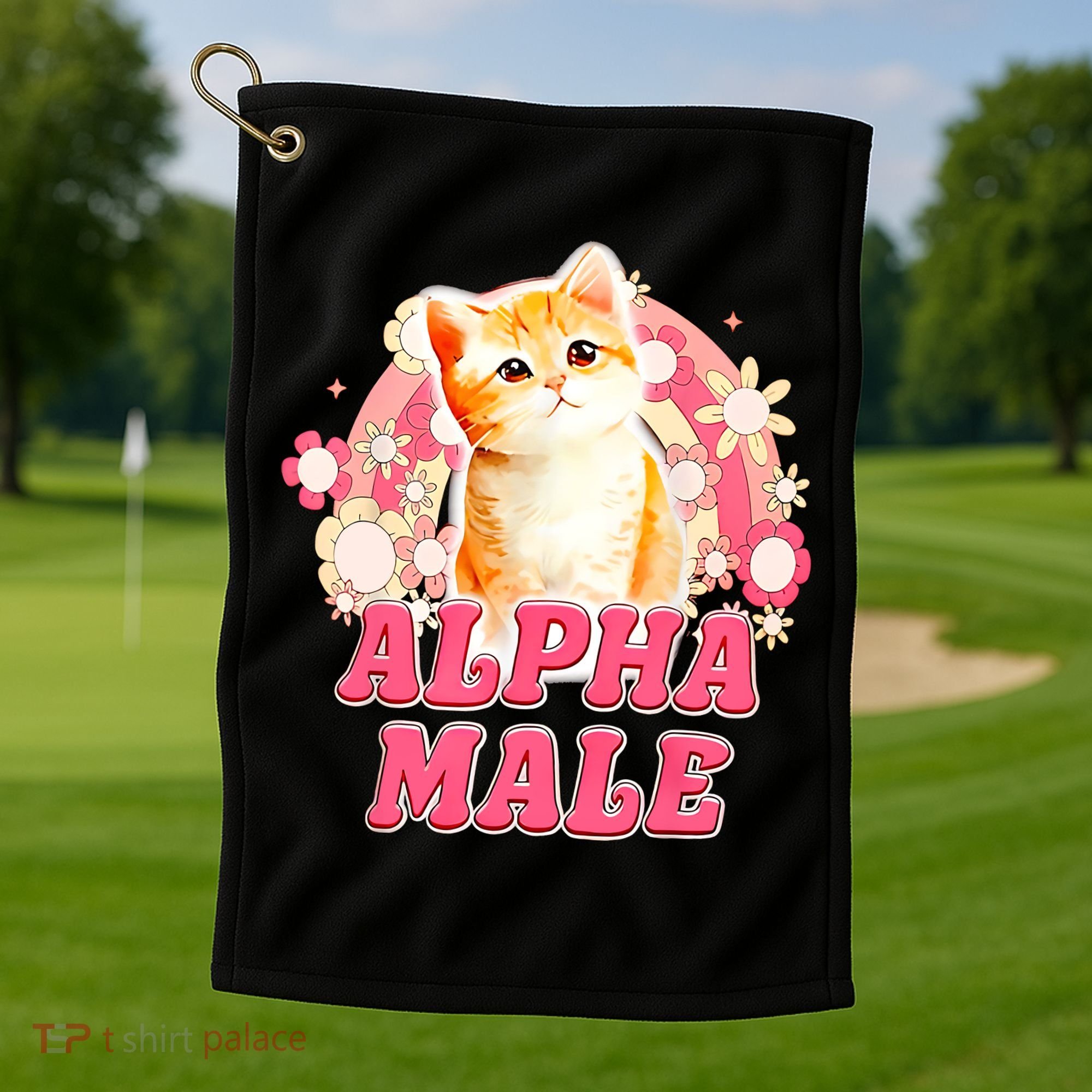 Alpha Male Cat Kitten Funny For Men Women Golf Towel
