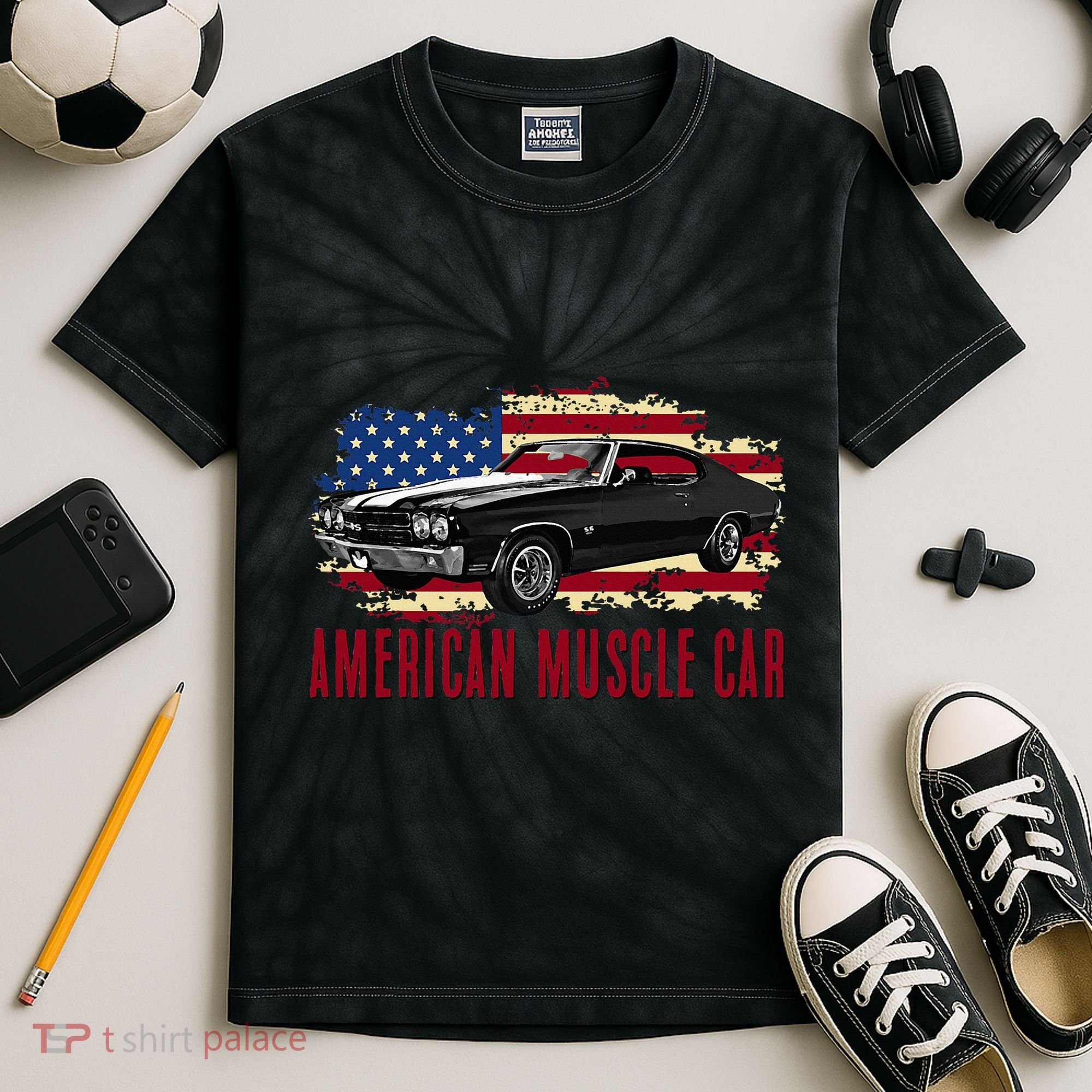 American Muscle Car Kids Tie-Dye T-Shirt