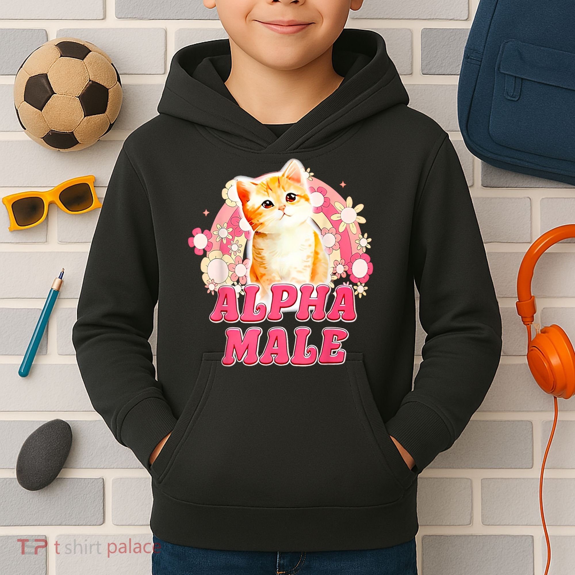 Alpha Male Cat Kitten Funny Kids Hoodie