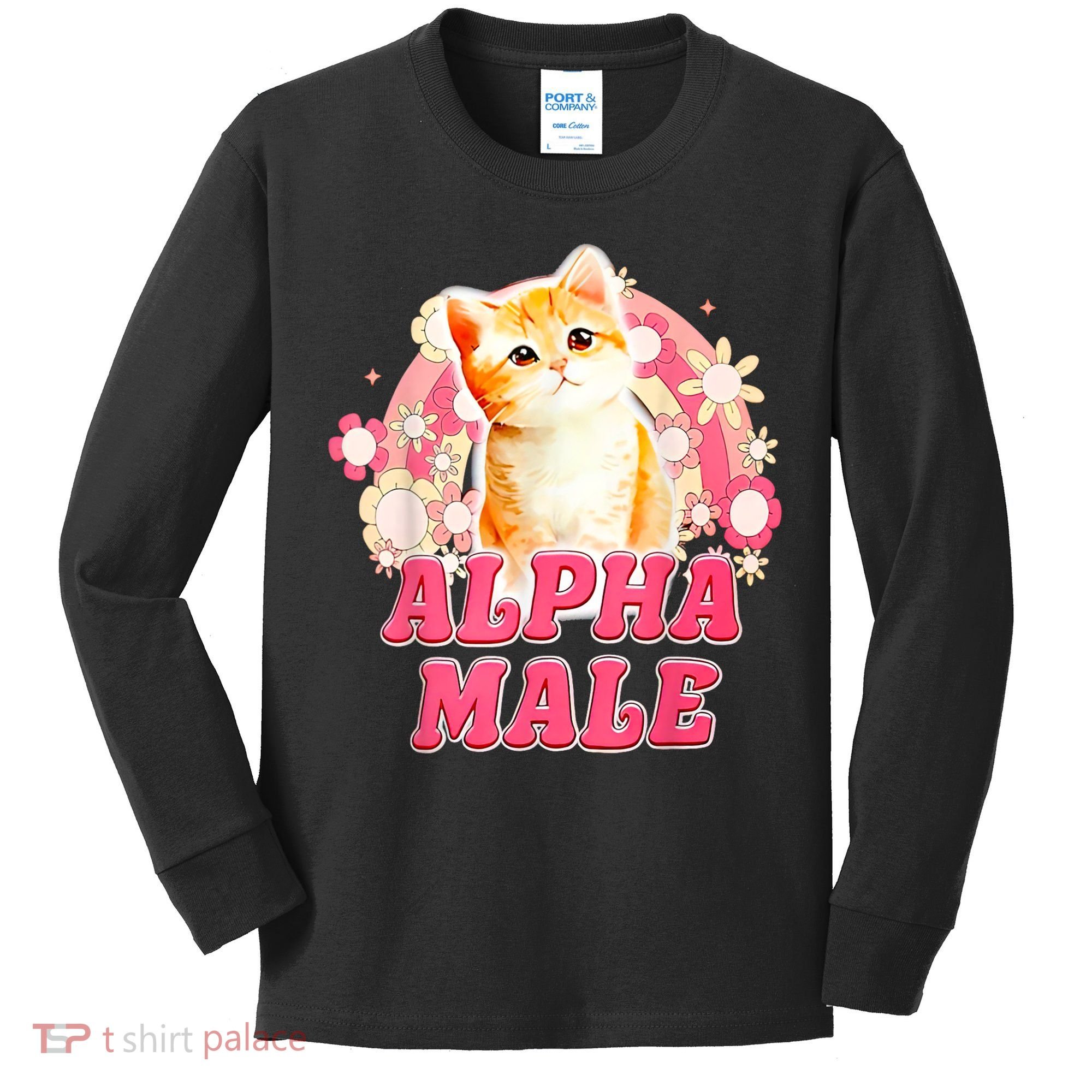 Alpha Male Cat Kitten Funny Kids Long Sleeve Shirt