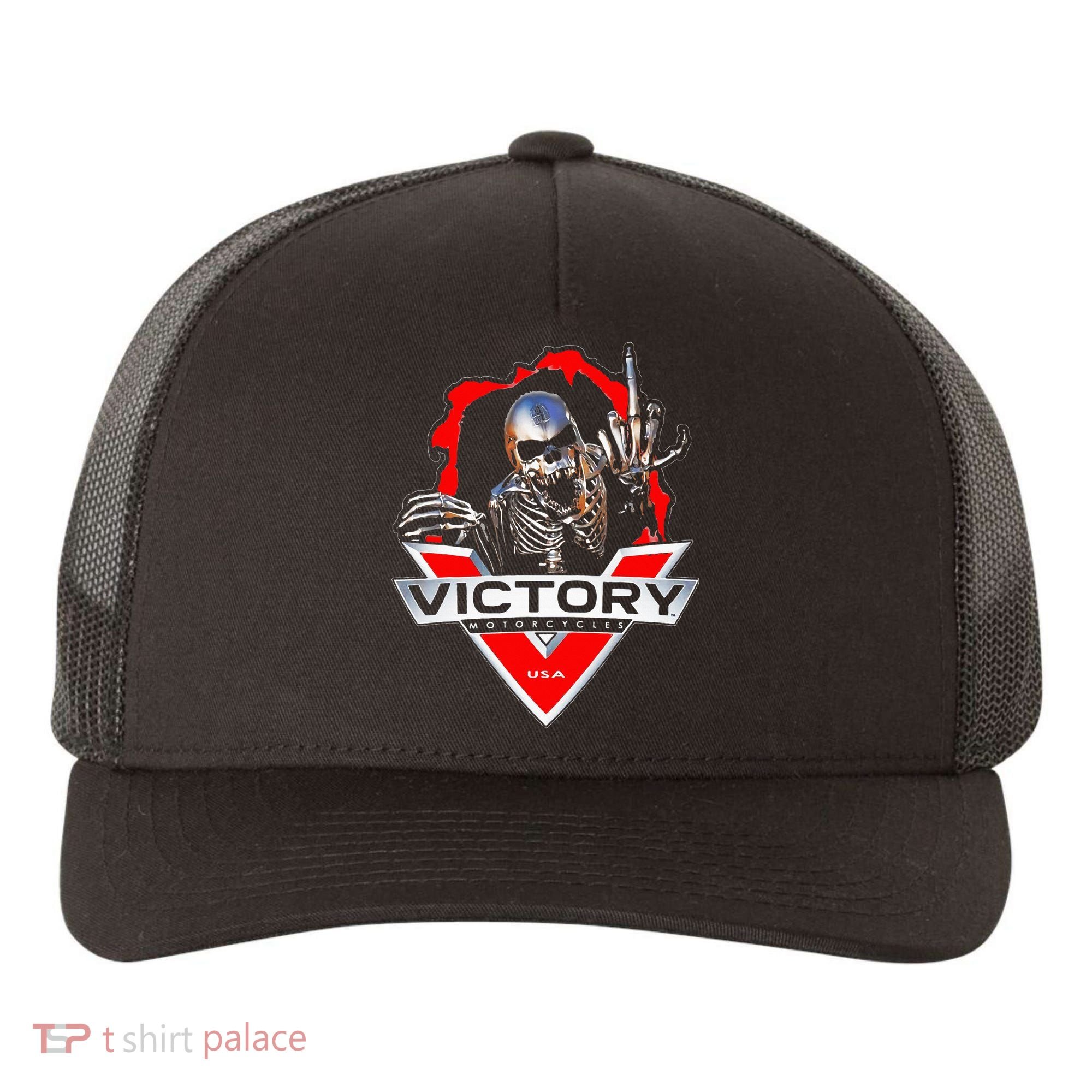 American Motor Cycles Victory Usa Skeleton Yupoong Adult 5-Panel Trucker Hat