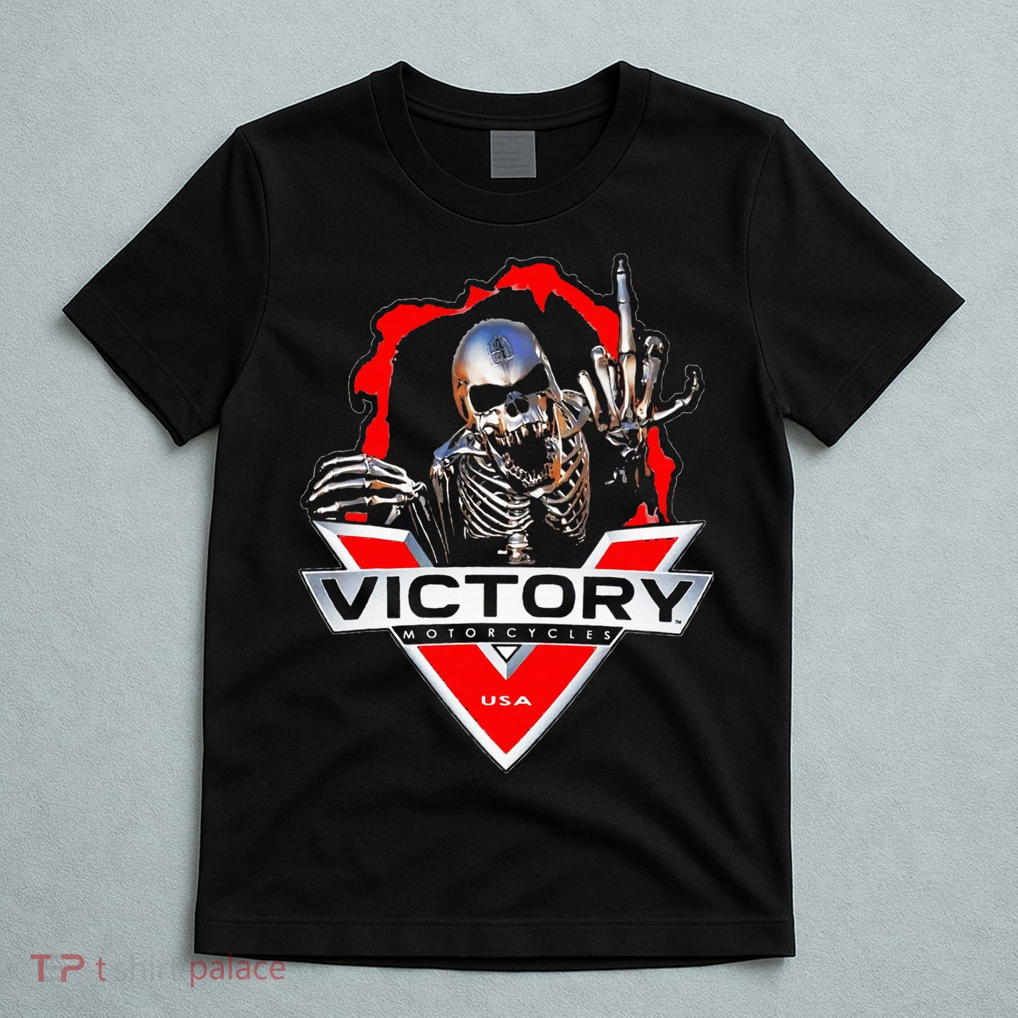 American Motor Cycles Victory Usa Skeleton T-Shirt