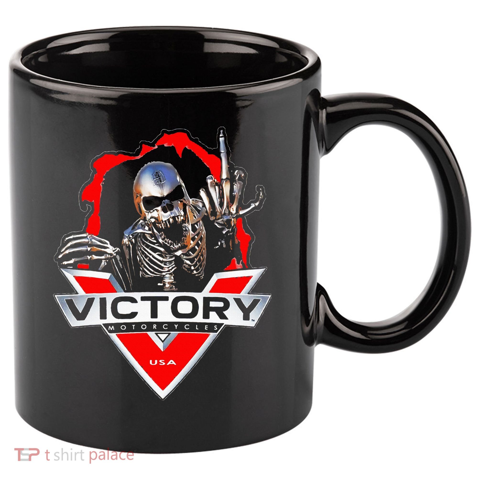 American Motor Cycles Victory Usa Skeleton 11oz C Handle Ceramic Mug