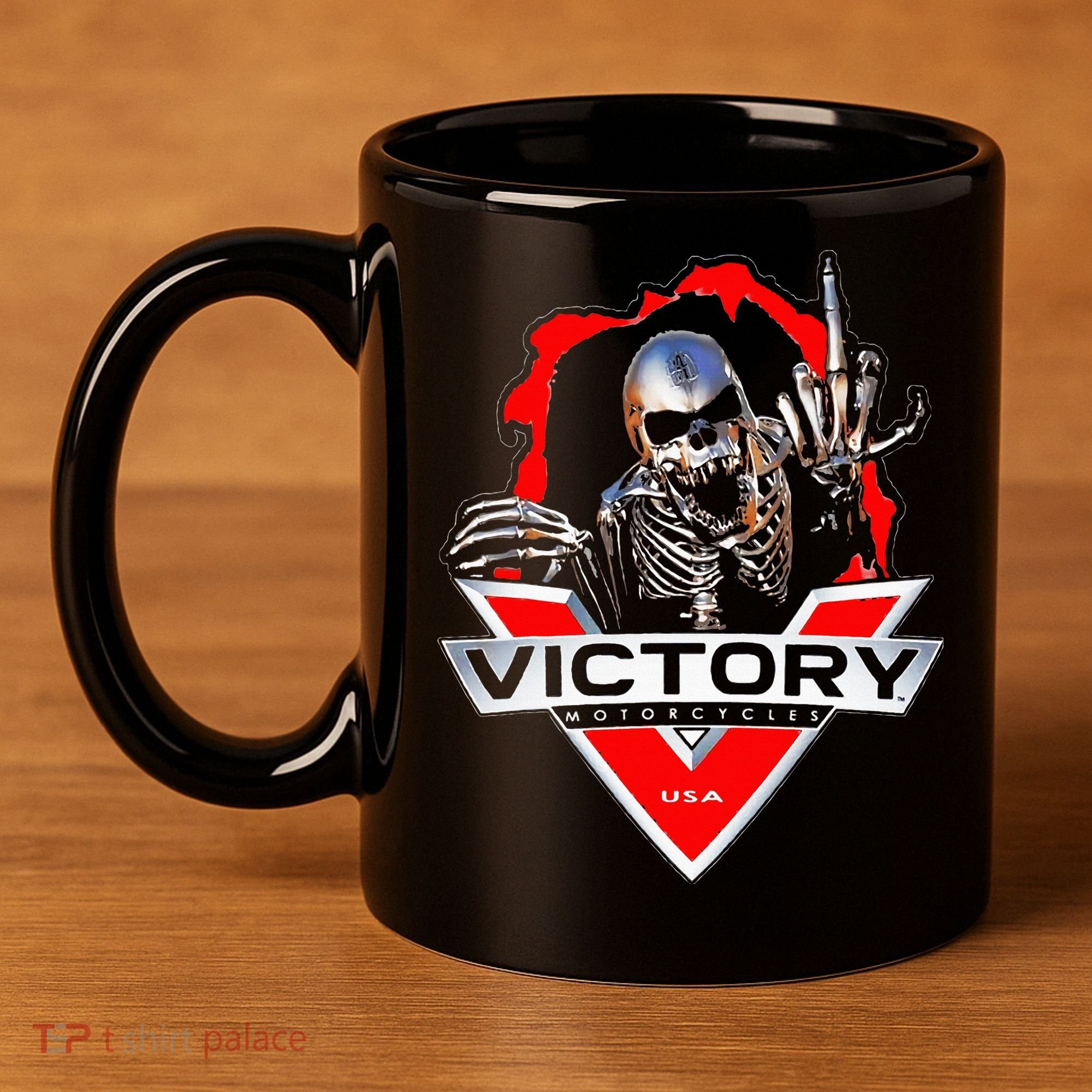 American Motor Cycles Victory Usa Skeleton 11oz C Handle Ceramic Mug