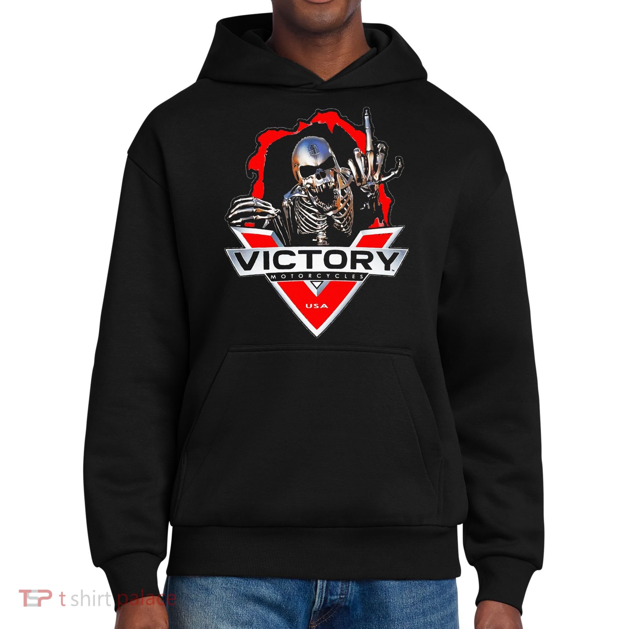 American Motor Cycles Victory Usa Skeleton District V.I.T. Heavyweight Hoodie