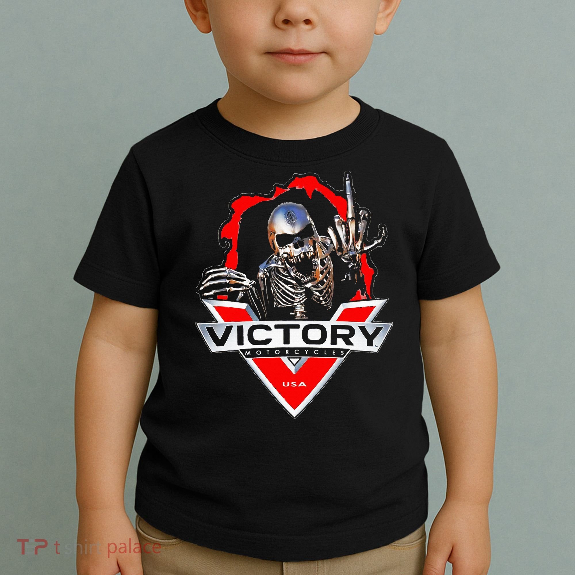 American Motor Cycles Victory Usa Skeleton Toddler T-Shirt