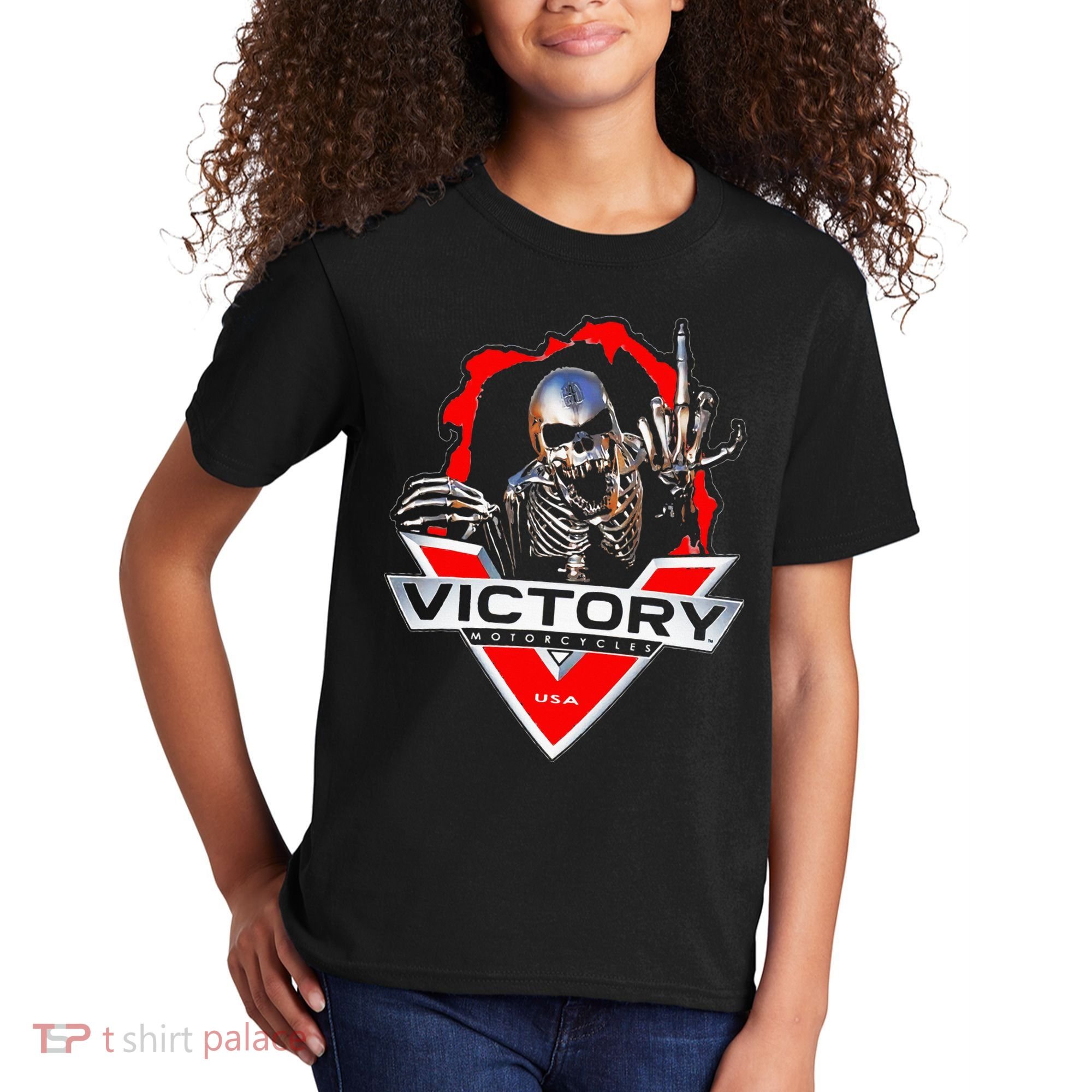 American Motor Cycles Victory Usa Skeleton Kids T-Shirt