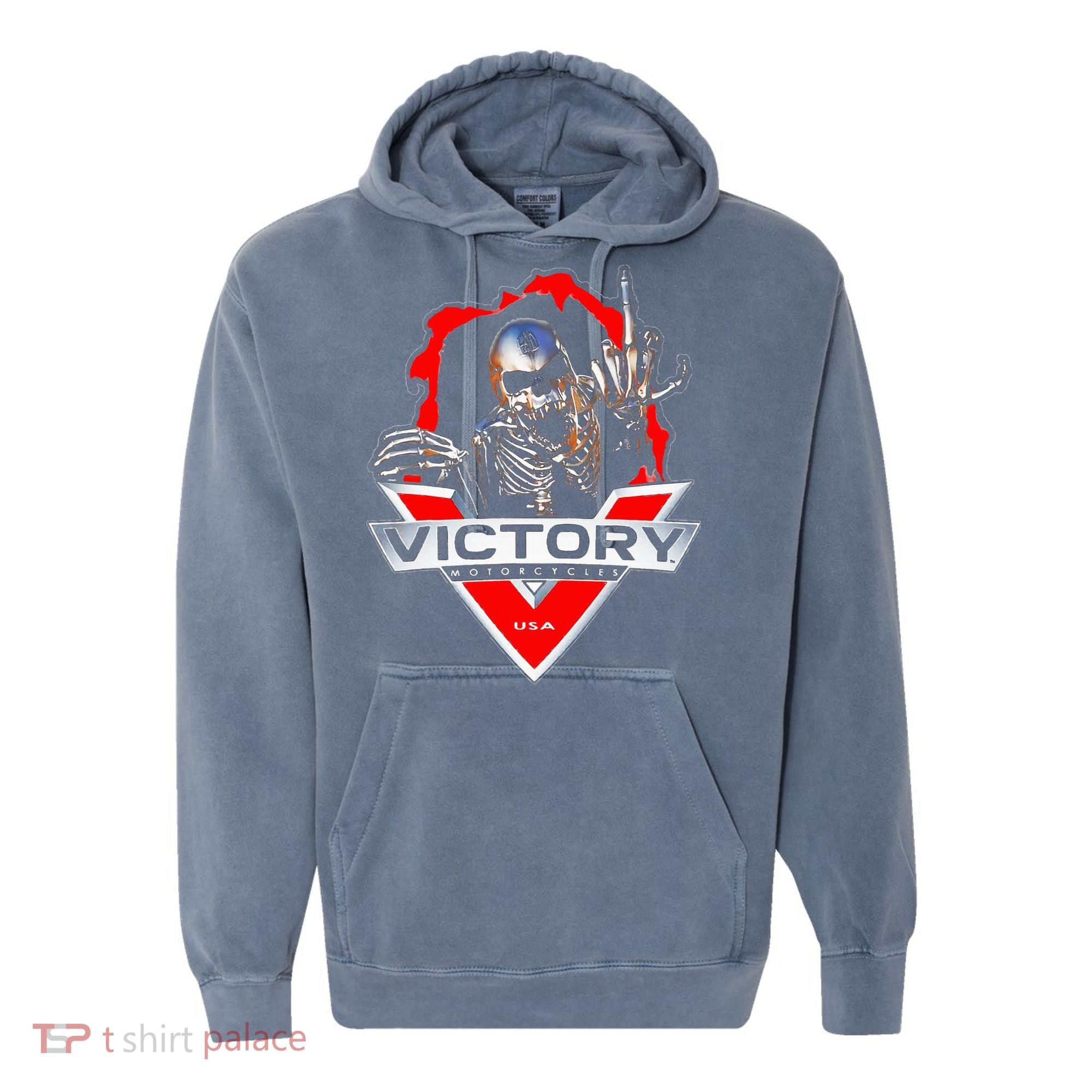 American Motor Cycles Victory Usa Skeleton Comfort Colors Garment-Dyed Hooded Sweatshirt