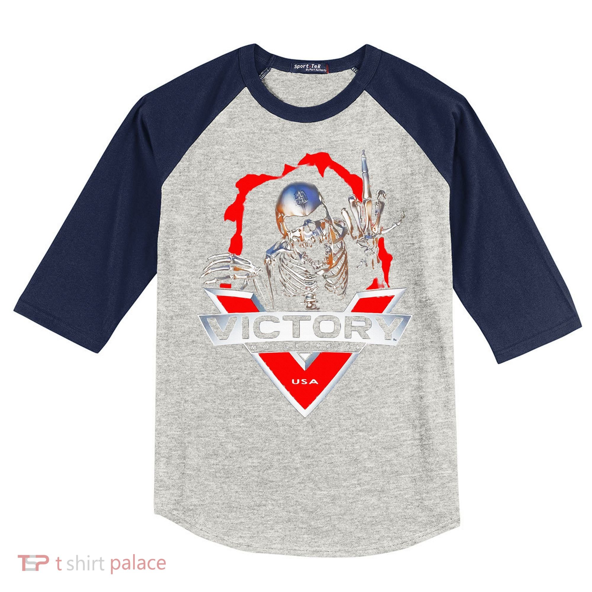 American Motor Cycles Victory Usa Skeleton Kids Colorblock Raglan Jersey