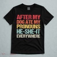 After My Dog Ate My Pronouns HeSheIt Everywhere Funny Dog T-Shirt thumb 5