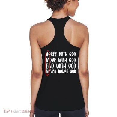 Agree Move End With God Never Doubt Amen God Front Back Women's Tank Top back