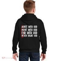 Agree Move End With God Never Doubt Amen God Front Back Kids Hoodie thumb 1