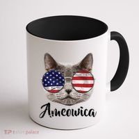 Ameowica America USA Cat Sunglasses Flag Coffee Mug thumb 1