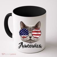 Ameowica America USA Cat Sunglasses Flag Coffee Mug thumb 0