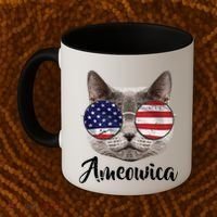 Ameowica America USA Cat Sunglasses Flag Coffee Mug thumb 2
