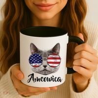 Ameowica America USA Cat Sunglasses Flag Coffee Mug thumb 3