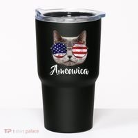 Ameowica America USA Cat Sunglasses Flag Tumbler thumb 0