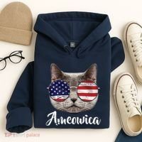 Ameowica America USA Cat Sunglasses Flag Hoodie thumb 4