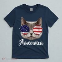 Ameowica America USA Cat Sunglasses Flag T-Shirt thumb 5