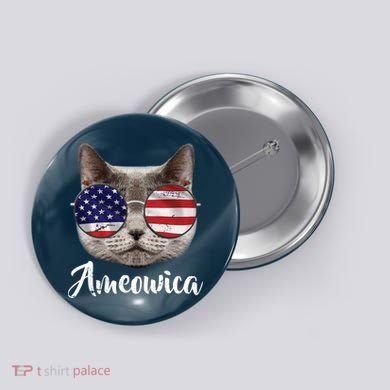 Ameowica America USA Cat Sunglasses Flag Button
