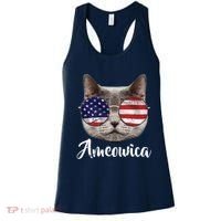 Ameowica America USA Cat Sunglasses Flag Women's Tank Top thumb 0