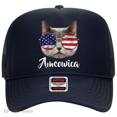 Ameowica America USA Cat Sunglasses Flag Hat