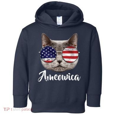 Ameowica America USA Cat Sunglasses Flag Toddler Hoodie