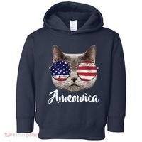 Ameowica America USA Cat Sunglasses Flag Toddler Hoodie thumb 0