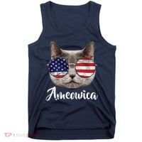 Ameowica America USA Cat Sunglasses Flag Tank Top thumb 0