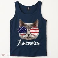 Ameowica America USA Cat Sunglasses Flag Tank Top thumb 2