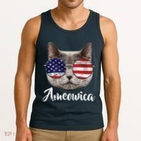 Ameowica America USA Cat Sunglasses Flag Tank Top thumb 3