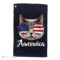 Ameowica America USA Cat Sunglasses Flag Golf Towel thumb 0
