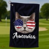 Ameowica America USA Cat Sunglasses Flag Golf Towel thumb 1
