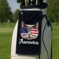 Ameowica America USA Cat Sunglasses Flag Golf Towel thumb 2