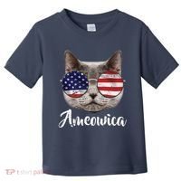 Ameowica America USA Cat Sunglasses Flag Toddler T-Shirt thumb 0