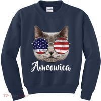 Ameowica America USA Cat Sunglasses Flag Kids Sweatshirt thumb 0