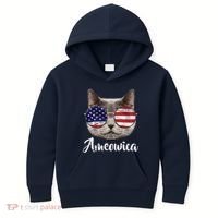 Ameowica America USA Cat Sunglasses Flag Kids Hoodie thumb 0