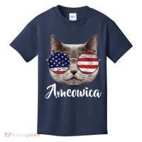 Ameowica America USA Cat Sunglasses Flag Kids T-Shirt thumb 0