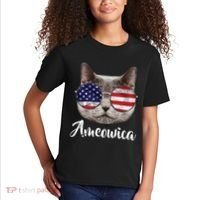 Ameowica America USA Cat Sunglasses Flag Kids T-Shirt thumb 2