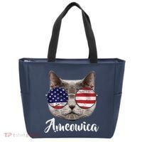 Ameowica America USA Cat Sunglasses Flag Tote Bag thumb 0