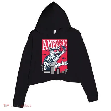 Ameri-Cat Crop Fleece Hoodie
