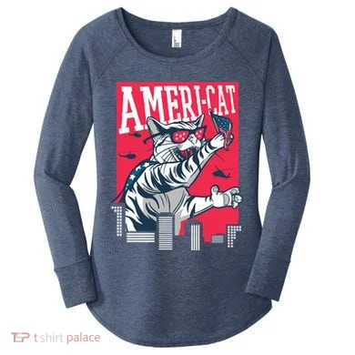 Ameri-Cat Women's Perfect Tri Tunic Long Sleeve Shirt