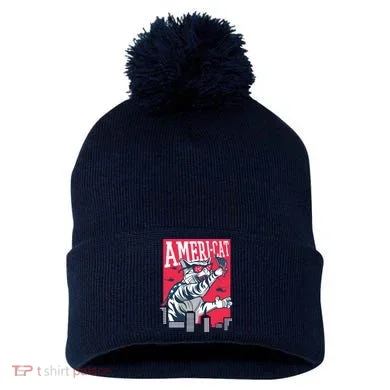 Ameri-Cat Pom Pom 12in Knit Beanie
