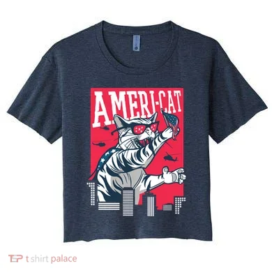 Ameri-Cat Women's Crop Top Tee