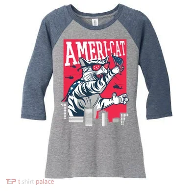 Ameri-Cat Women's Tri-Blend 3/4-Sleeve Raglan Shirt