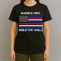 America First Build The Wall Flag T-Shirt thumb 4