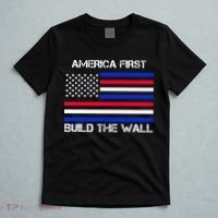 America First Build The Wall Flag T-Shirt thumb 5