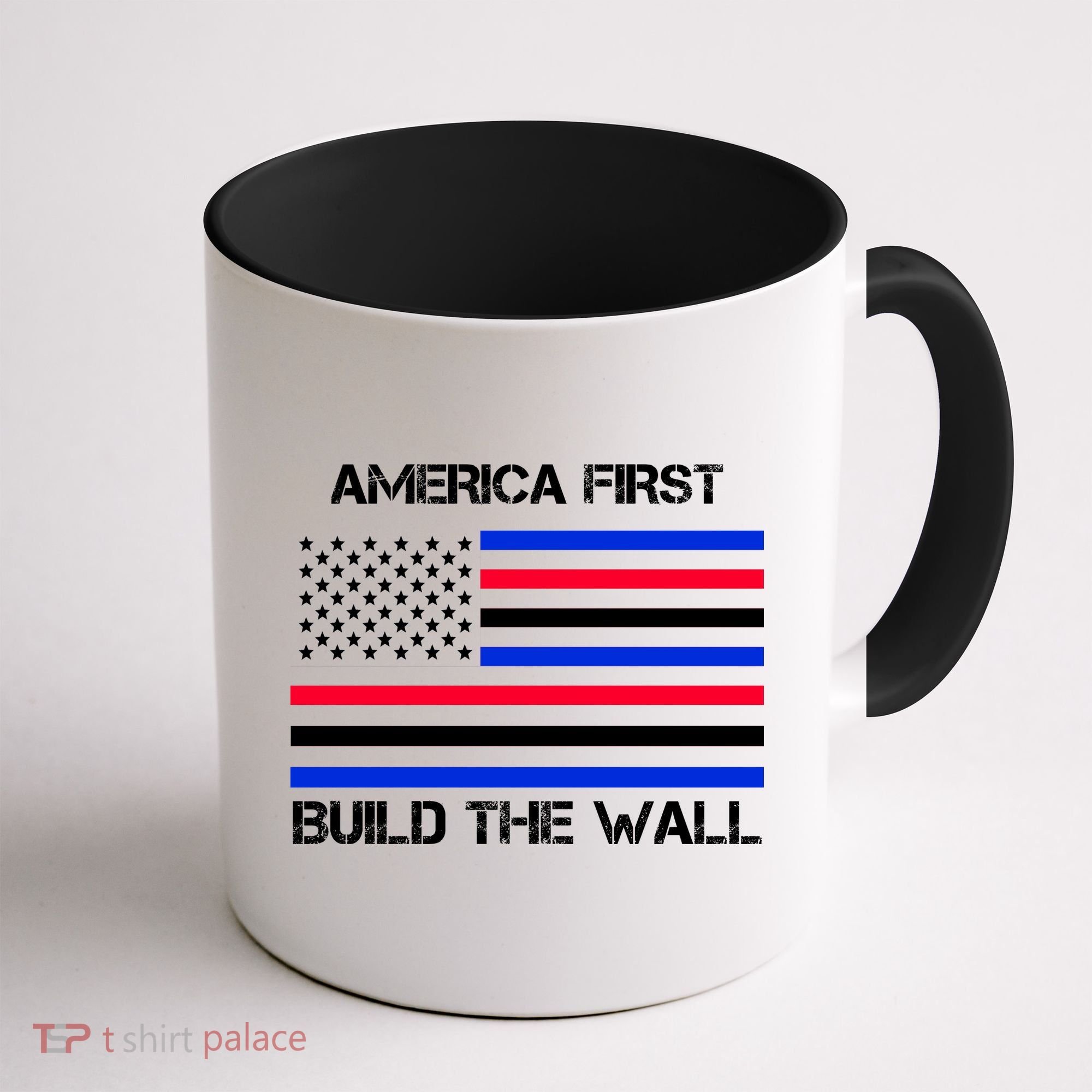 America First Build The Wall Flag Coffee Mug